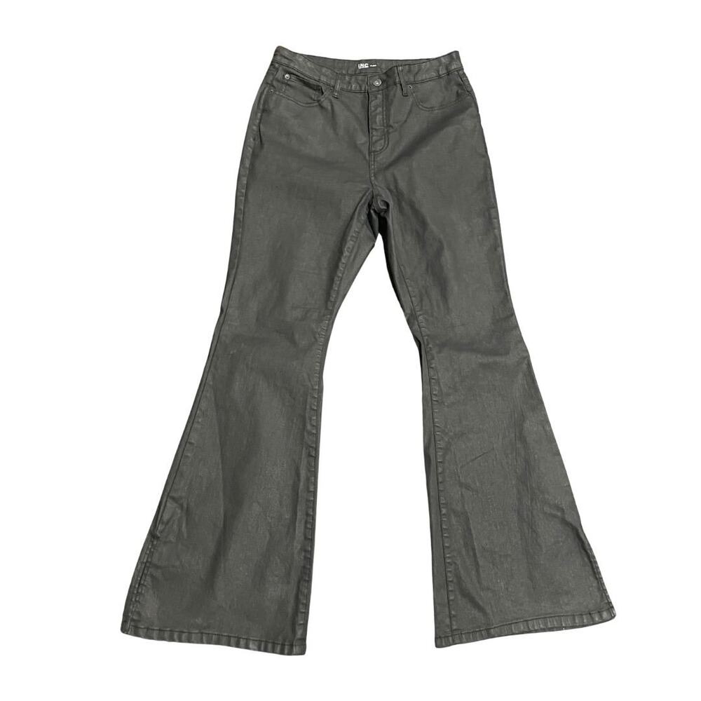 I.N.C International Concepts Flare Coated Denim Jeans Size 14 Retro Grunge 70s